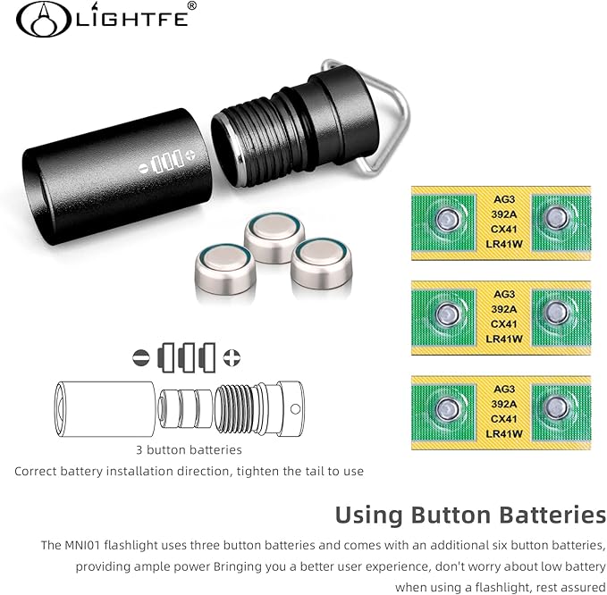 LIGHTFE MINI01 Keychain Flashlight mini Keychain Light is Light, Small, and Bright (Mini01 Black)