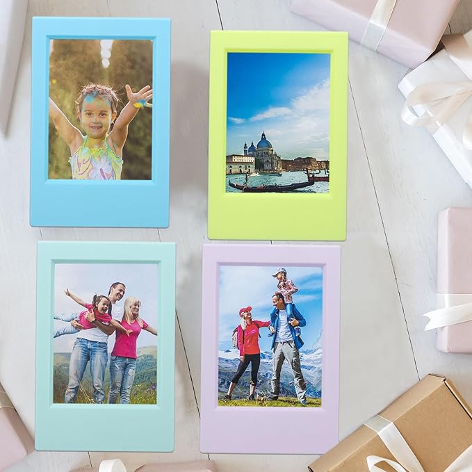 uxcell 5 Pcs Mini Picture Frames 2.4 x 3.6 Inch Rectangle Small Picture Photo Frame Holder for Tabletop Display Photos Paintings Landscape Posters Artwork, Blue