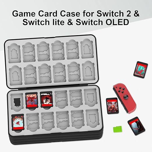 iPLYGAM Switch Game Case Holder for Nintendo Switch 2/OLED/Lite with 96 Cartridge Slots and 160 Micro SD Card Storage, Portable Game Protective Organizer Traveler Gift Accessories