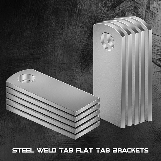 Weld on Tabs, Steel Basic Weld Tab, Universal Weld on Light Tabs Flat Bottom Mount with a 3/8" Hole.2-3/5" Height, 1" Wide, 1/8" Thick Pack Of 10 Tabs Steel Mounting Bracket OywhC-5