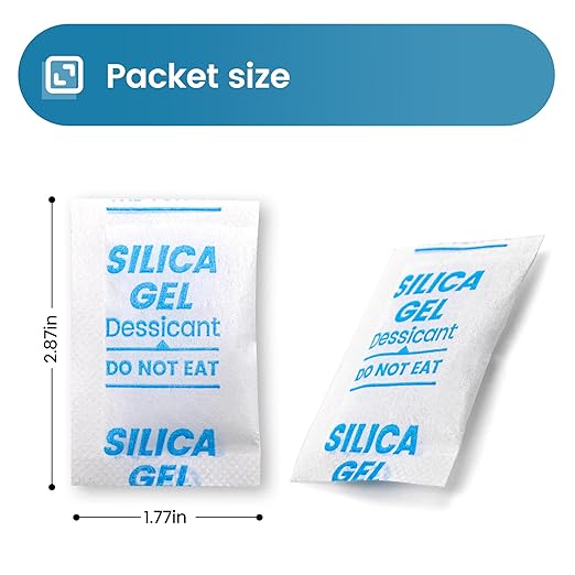 50PCS 5g Silica Gel Packets, Moisture Absorbers Desiccant Packs for Storage, Clothes, Shoes, Electronics, 3D Printer Filament, Jewelry, Spices, Safes, Tools