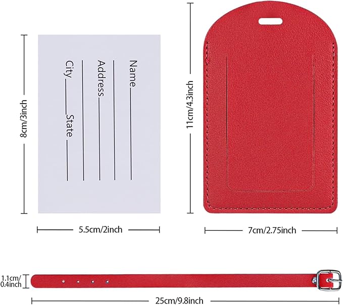 Leather Luggage Tags, 6 Pack Luggage Tags for Suitcases, Travel Tags for Luggage TSA Approved for Protecting Privacy, Suitcase Tags with Name Card for Men, Women, Kids