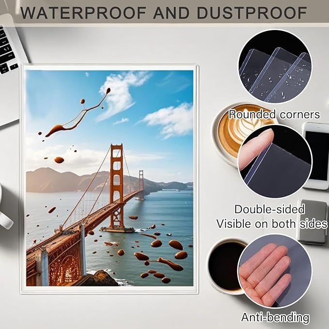 12PCS 6" x 9" Clear Rigid Card Sleeves – Waterproof Hard Plastic Protectors for Postcards, Prints, Photos, Trading & Sports Cards – Top Load Jumbo Sheet Holders