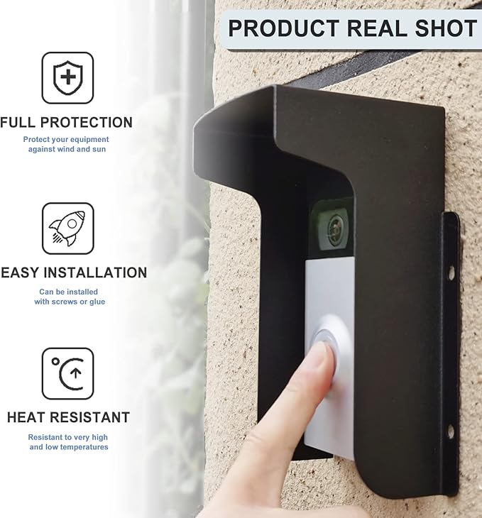 Doorbell Rain Cover Ring Doorbell Anti-Glare, Steel Weather-Blocking Cover Glare Sun Shade Protection for Most Video Doorbells