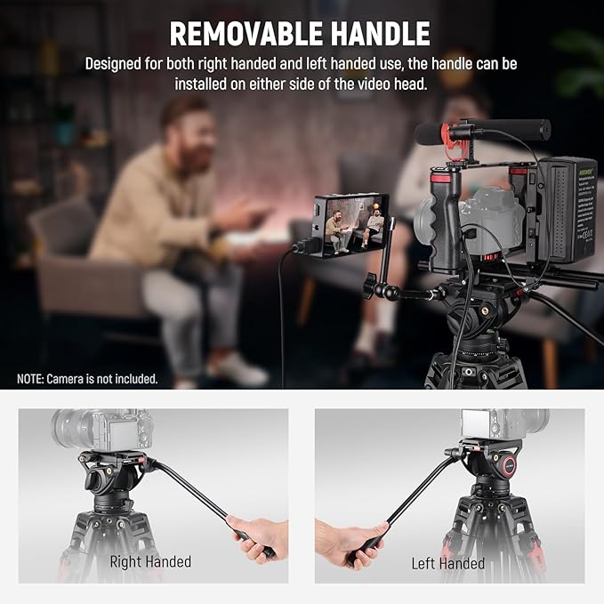 NEEWER 76" Video Camera Tripod with Fluid Head, One Step Quick Release Heavy Duty Aluminum Portable Tripod Stand with Cleaning Cloth, Dual Mode QR Plate for DSLR Camcorder, Max Load 17.6lb, LL27