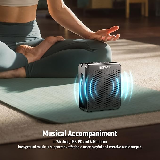 NEEWER VA02 Voice Amplifier with Wireless Microphone, Portable Mini USB C Rechargeable Noise Cancelling Sound Speaker Megaphone & Mic Set, 10Hrs, 15m Range for Classroom Teachers Trainers Tour Guides