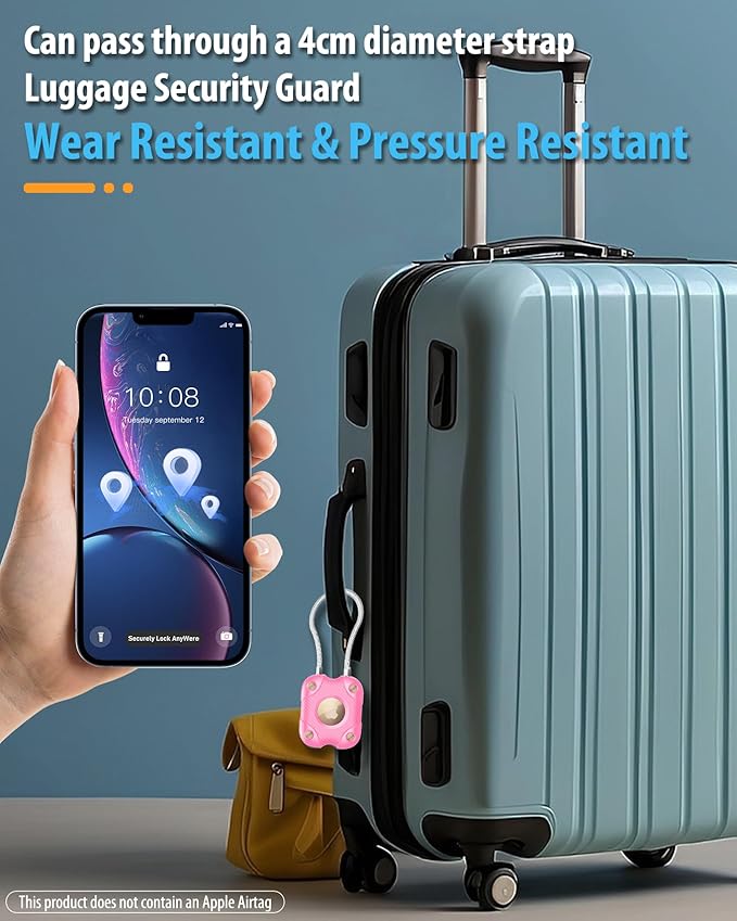 for Airtag (1st & 2nd Gen) Holder with Wire Cable, Secure Lock Airtag Keychain,IPX7 Waterproof,360°Hard Protective Air Tag Case Holder for Apple Air tag for Key,Key Ring,Car,Luggage
