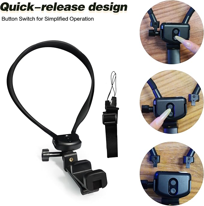 4-in-1 Clamping Neck&Chest Phone Mount–Hands-Free POV Vlog Video Holder for Recording&Streaming,Wearable Camera Stand for Indoor/Outdoor Content Creation,Compatible with iPhone/Android Phones