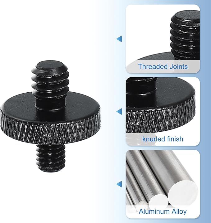PATIKIL Tripod Screw Adapter 1/4" Male to M5 Male, 2 Pcs Tripod Nut Connectors Camera Mount Screw Camera Double Head Converter for Microphone Holder Magic Arms Accessories, 18 mm