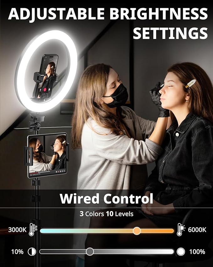UBeesize 12" Ring Light with 74" Extendable Tripod Stand & iPad, Phone Holder, LED Circle Light with Phone,Tablet Holder for Video Recording, Photography, Live Stream, Makeup, Webcam, TikTok, YouTube