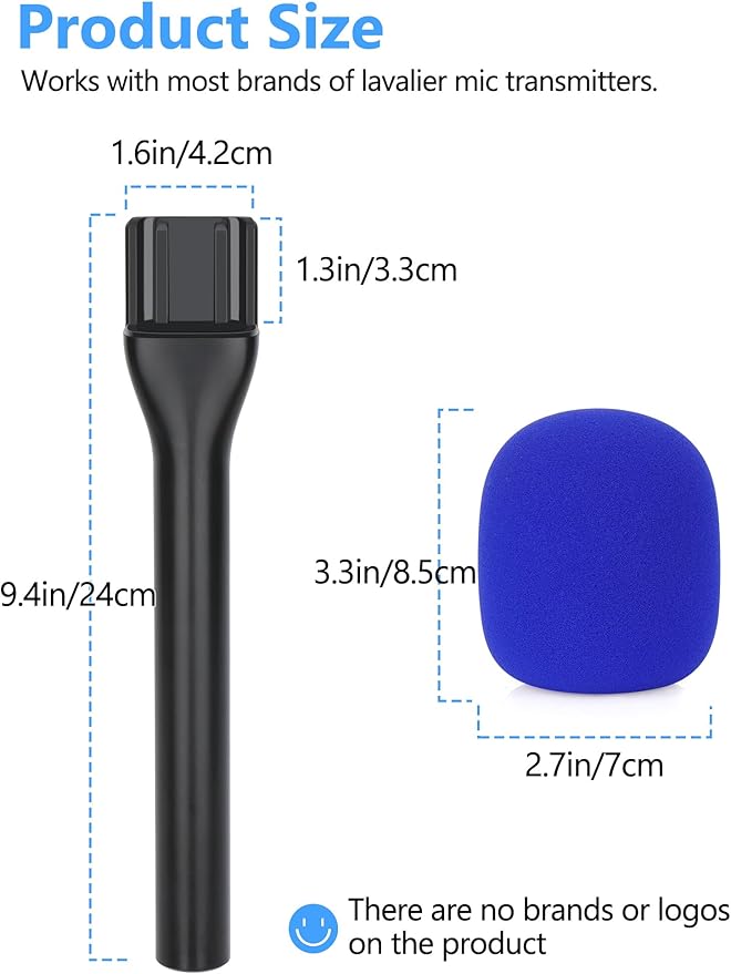 YOUSHARES Handheld Adaptor with Foam Cover, Compatible with Rode and DJI Wireless Microphones for Interviews (Blue Foam)