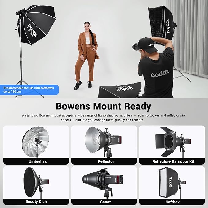 Godox S3 Speedlite Bracket, Compact Lightweight Bowens Mount for Godox V1/V1Pro, AD200/AD300, V860II/III, 20% Smaller Than S2, ±90° Angle Adjustment & Umbrella Hole, 0.45kg