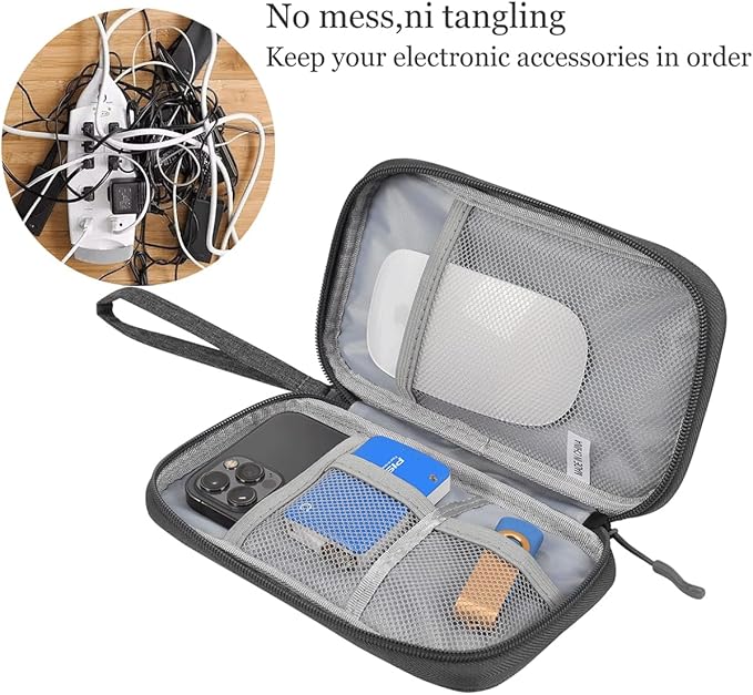 Electronic Organizer Travel USB Cable Accessories Case Bag, Waterproof Electronics Accessories Bag Organizer Case for USB, Cable, Cord, Charger, Phone, Power Bank, Earphone (Dark Gray)