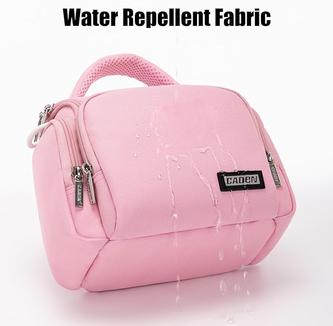 CADeN Compact Camera Shoulder Crossbody Bag Case Compatible for Nikon, Canon, Sony SLR/DSLR Mirrorless Cameras and Lenses Waterproof(1.0 S, Pink)
