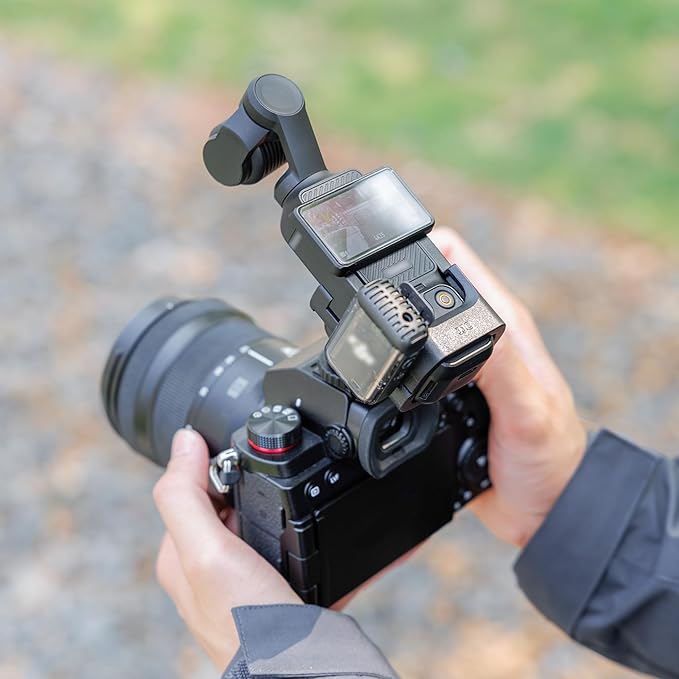 JJC Pocket 3 Cold Shoe Mount for DJI Osmo Pocket 3 & Xtra Muse Accessories, Detachable Expansion Adapter for Tripod & DSLR Hot Shoe, with 1/4" 20 Hole, Folding 2-Fingers, Cold Shoe, Angle Adjustable
