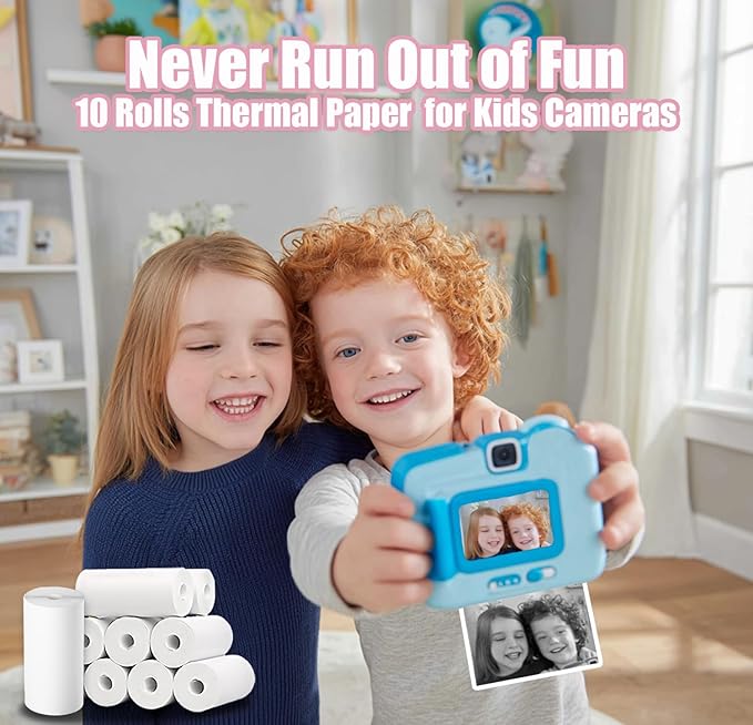 10 Rolls Kids Camera Paper Roll Refill, BPA and BPS Free Thermal Paper Refill for Most Kids Instant Print Camera (57x25mm)