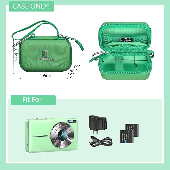 Hard Storage Case for CAMKORY/VAHOIALD/QONGUDS/Fleafer/WONNIE/VYNCS/SMARTKLIK/Rovemre/YiFuar/Focusify/Canon PowerShot 180 190/Sony DSCW800 830 Digital Camera(Case Only) (Green)