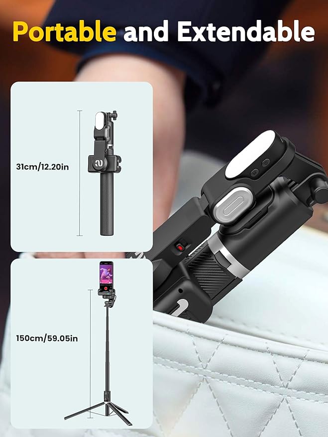 AOCHUAN Auto Face Tracking Tripod 360 Rotation w/RGB Light,Single-axis Phone Gimbal for iPhone Android w/Remote Control,Phone Stand Follow You for Video Recording,TikTok Vlogging(M2Pro Black)