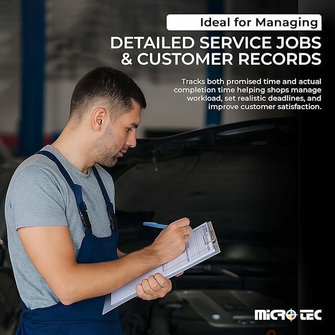 Daily Car Service Record Book – 8.5" x 11" Spiral Bound Auto Service Log – Blue Ink Durable 90# Paper – Automotive Service & Repair Tracking – Dealership Workshop Record - 100 Pages/Book (Book of 2)
