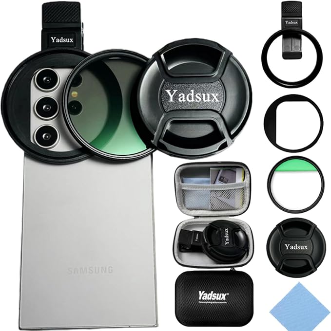 67mm Clip-on Phone CPL Polarizer Filter Lens for Samsung24,23,22 iPhone16,15,14, and Other Smart Phones, Equipped with Detachable Right Angle Shading Board, Applicable to All Mobile Phone Cameras
