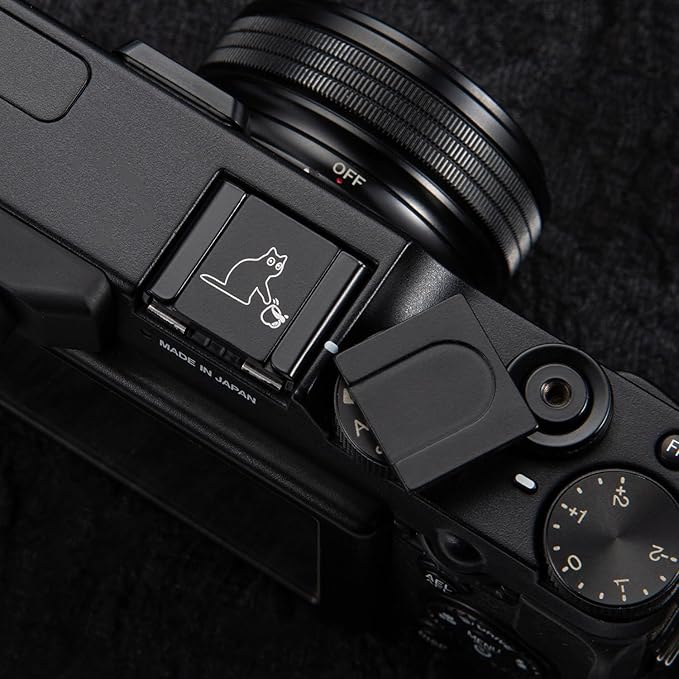 Camera Metal Hot Shoe Cover Shutter Buttons Protector Set for Fujifilm X100VI X100V X-M5 X-E5 X-T4 X-T3 for Leica Q for Olympus (CAT-01-Hot Shoe Cover)