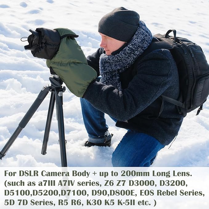 Professional Camera Rain Cover Thickened Waterproof Cold Proof Warm Cover Snow or Sound Proof Sleeve for More DSLR Cameras with 24-70mm 24-105mm 15-85mm 18-135mm 55-205mm 70-200mm