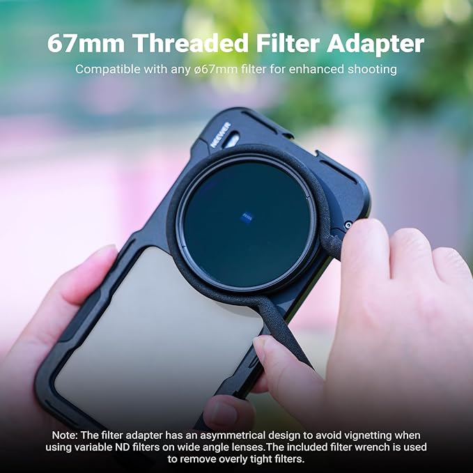 NEEWER X200 Ultra Phone Cage, Quick Release Video Rig Stabilizer for Vlogging Filming Recording with 67mm Filter Ring 17mm Lens Backplate Filter Wrench Compatible with VIVO X200 Ultra, PA146 (Black)