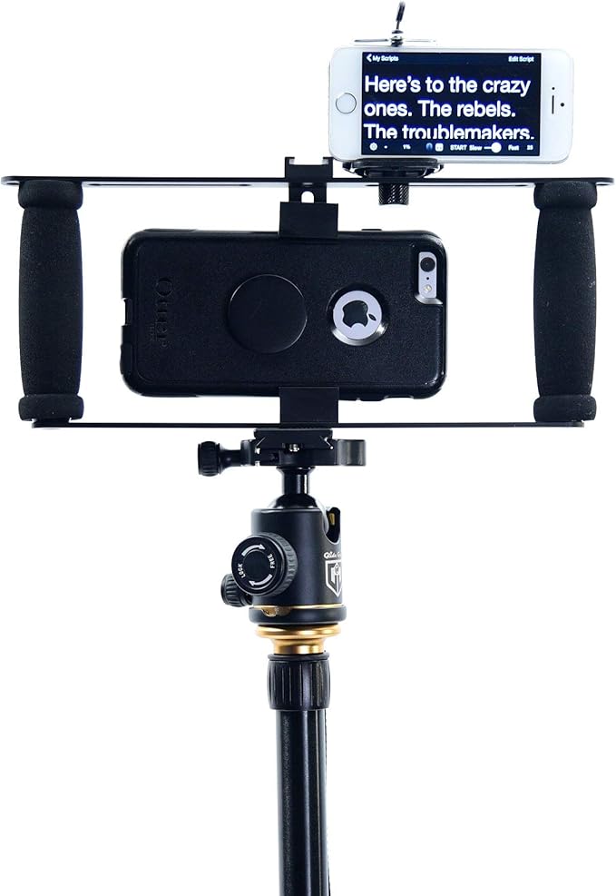Glide Gear DM100 All Metal Professional Smartphone iPhone Mount Video Teleprompter Adapter Holder Shooter Camera Rig Phone Video-Maker Film-Maker Videographer for All Smartphones