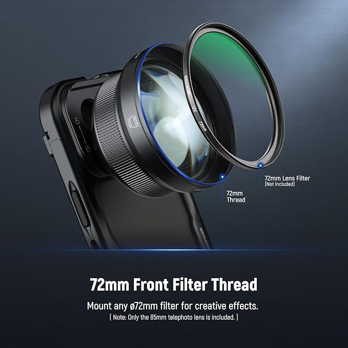 NEEWER HD 85MM Telephoto Phone Lens Only for 17mm Thread Backplate, 2.5X Magnification Compatible with SmallRig NEEWER iPhone Samsung Phone Cage Case with 17mm Lens Adapter, LS-59