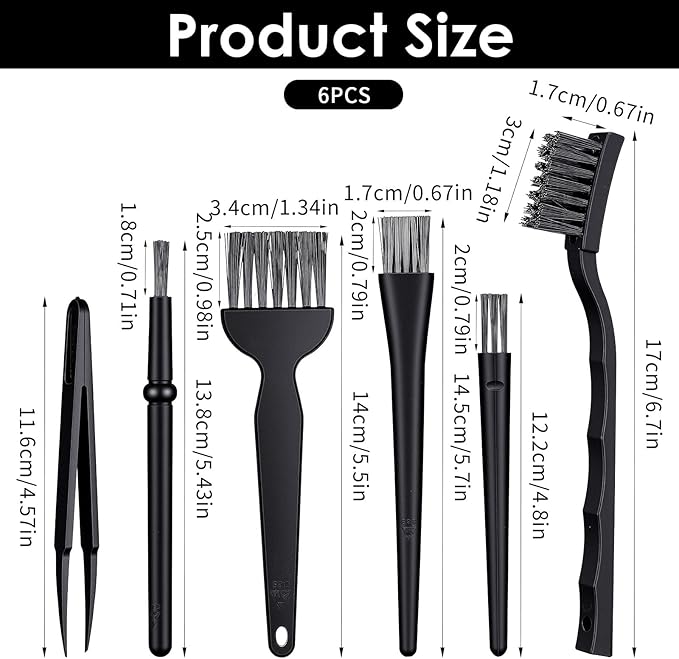 6 Pcs Small Cleaning Brush for Electronics, Keyboard, Car Interior Detailing, Keyboard Brush for Tight Spaces, Nylon Brushes, Keyboard Cleaning Brush
