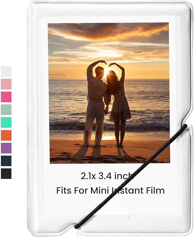 Lifting Mini Photo Album with 28 Pocket 2x3 Inch Pictures Fits for Fujifilm Instax Mini 7s 8 9 11 25 26 40 50s 90 Evo Z2300 Instant Camera, Polaroid Snap,Kpop Photocard Holder (White)