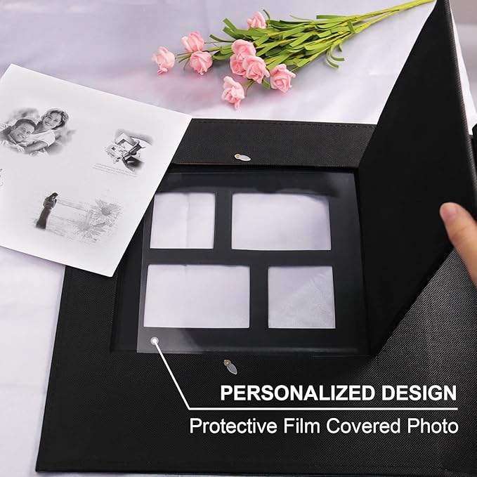 Vienrose Photo Album for 600 4x6 Photos, Black, Faux Leather Cover, Acid-Free, PVC-Free, 14 x 13 x 2 Inches