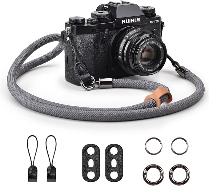 VOVMOEYA Camera Strap Rope,Camera Neck Strap Shoulder Strap for Fujifilm X100VI X100V XS20 XT5 for A6000 A6100 A6400 A6700 A7IV for Canon EOS R6 R10 for Nikon Zf Z5 Z30 - Grey