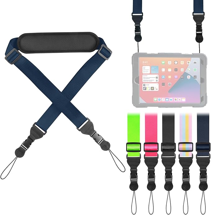 Universal Shoulder Strap, Neoprene Padded Bag Strap with Double Adjustable Buckles, Comfortable Neck Lanyard for Camera, Cellphone Tablet,iPad, Laptop, Binocular, Luggage Bag(Royal Blue)