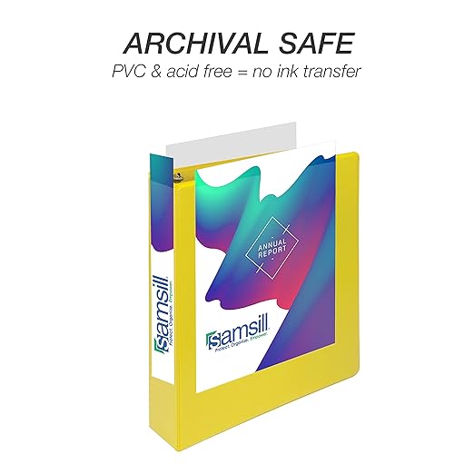Samsill Durable 1.5 inch 3 Ring Binder, Made in USA, D Ring Binder, FSC 100% Recycled Chipboard, Yellow, 4 Pack