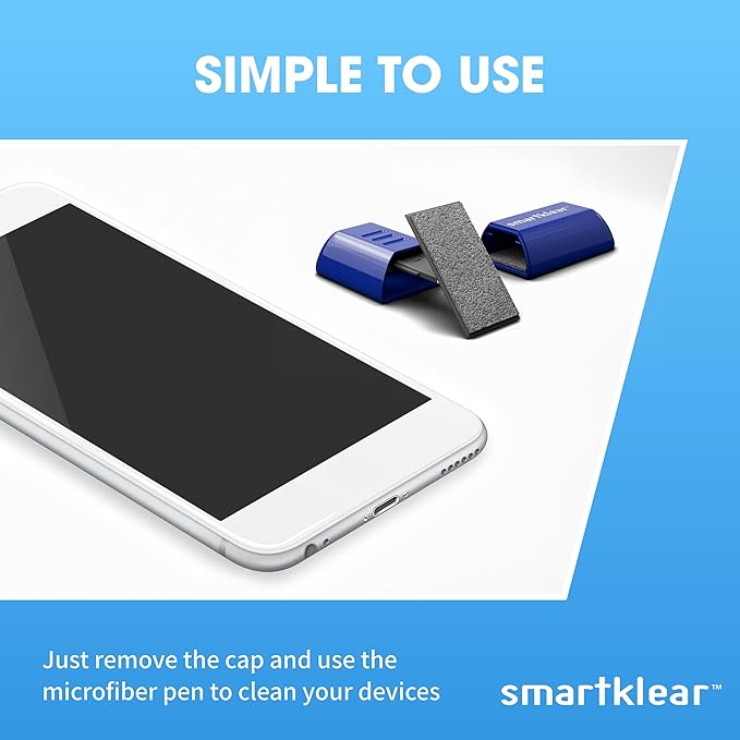 CarbonKlean SmartKlear Smart Phone Screen Cleaner - Compatible with iPhones, Androids, and More - Cleaner with Carbon Microfiber Tech - Injected Blue - 1 Count
