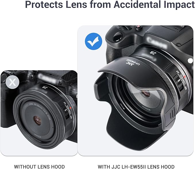 Lens Hood for Canon RF 28mm F 2.8 STM, Reversible Lens Shade Replace Canon EW-55 Lens Hood, Compatible with 55mm Filters and 55mm Lens Cap