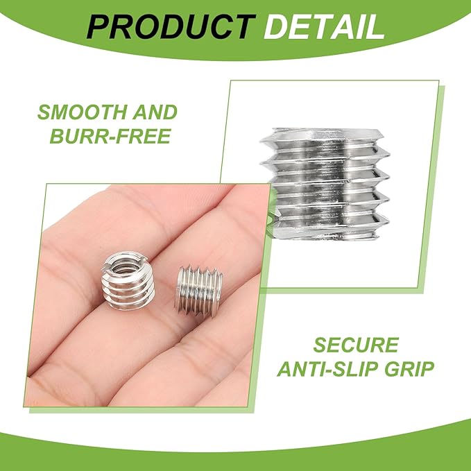 PATIKIL 1/4" Female to 3/8" Male Convert Screws Adapters, 5 Pcs Tripod Thread Adapter Mount for Camera Monopod Video DSLR SLR Mic Stand, Silver