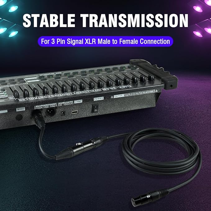 DMX Cable 10 ft, 10 Pack Flexible 3 Pin Signal XLR Male to Female DMX Cable Wire, Suitable for Stage Lighting Signal XLR Connection Stage Light Cables for Stage Lighting Input & Output