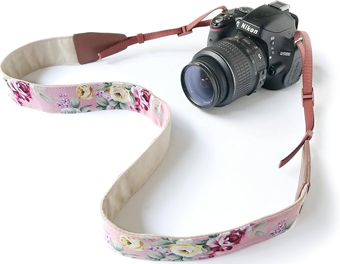 Alled Camera Strap Neck, Adjustable Vintage Floral PInk Camera Straps Shoulder Belt for Women/Men,Camera Strap for Nikon/Canon/Sony/Olympus/Samsung/Pentax ETC DSLR/SLR