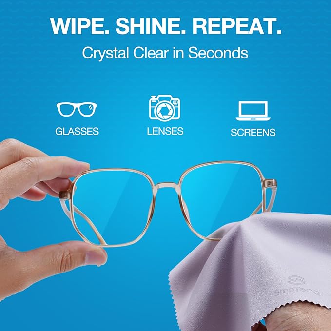 SmoTecQ 32 Pack Microfiber Lens Cleaning Cloths – Ultra-Soft, Scratch-Free Eyeglass Cloths for Glasses, Screens & Camera Lenses – Black + Grey (7×6 in)