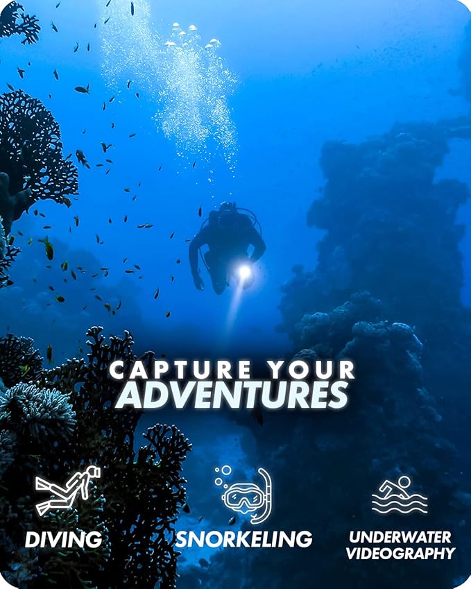 Movo DiveRig6 Underwater Video/Photo Diving Rig for Scuba and Snorkeling - Action Camera Cage Dive Rig, Waterproof Light with Flexible Arm Mount- Compatible with GoPro, DJI Osmo, Insta360 and More