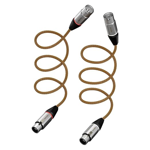 XLR Cables 6ft 2 Pack，Premium Nylon Braided Microphone Cable, Balanced Male to Female Audio Cord for Recording Mixer Amplifie Speaker
