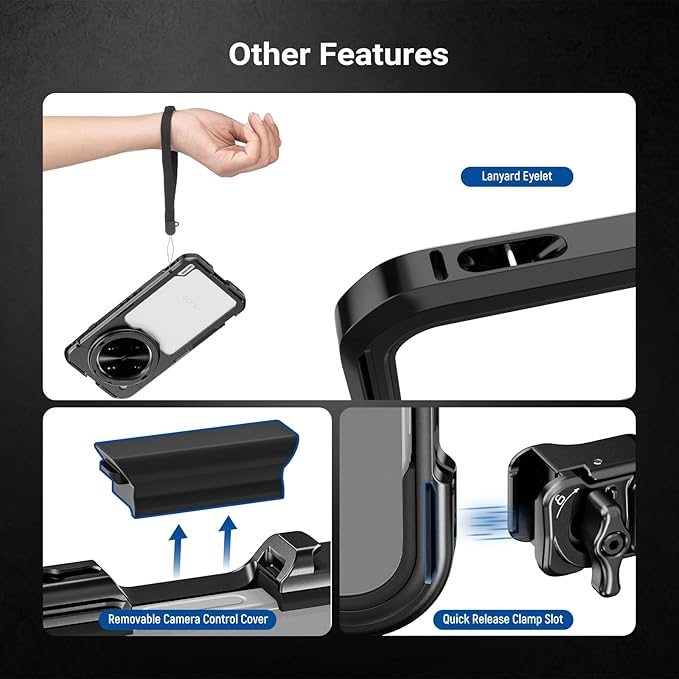 NEEWER Find X8 Ultra Phone Cage, Quick Release Video Rig Stabilizer for Recording Vlogging Filming with 67mm Filter Ring & 17mm Lens Backplate, Compatible with Oppo Find X8 Ultra, Black, PA147