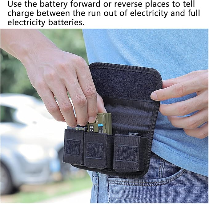 King Ma Small DSLR Camera Battery Bag Pouch Holder Case Camera Batteries Waist Bag Compatible with LP-E6 LP-E17 FZ100 FW50 F550 AA Battery and SD Card Holder Memory Card Case