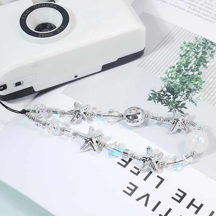 Beaded Camera Wrist Strap, Cute Phone Charms Strap, Pearl Bracelet Wrist Strap, Phone Keychain Decoration for Wallet