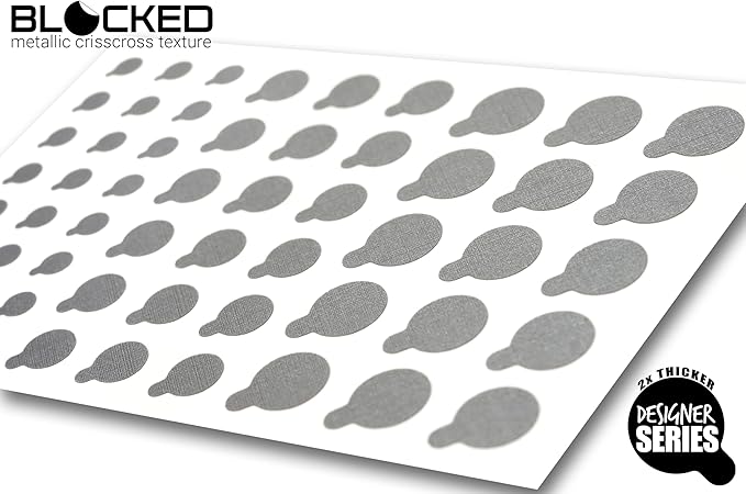 Webcam/Camera Vinyl Covers | 57 Tabbed Low-Tack Restickable Webcam Stickers | 3-Sizes | Metallic Crisscross Textured 57-Pack Tabbed