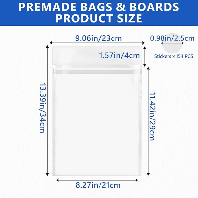 Magazine Bags and Boards – Premade Resealable Sleeves with Acid-Free Backing Boards | Archival Clear Storage & Protection for Comics, Magazines & Collectibles (Premade Resealable, 50)