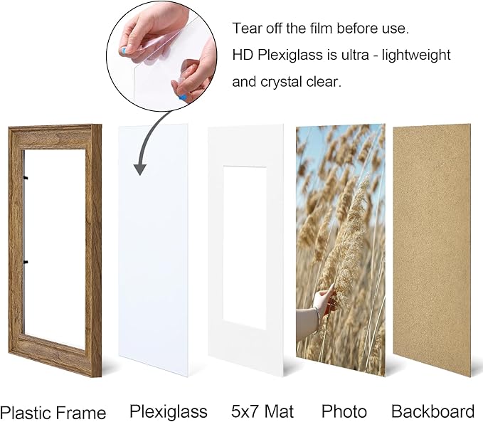 Vittanly 8x10 Picture Frames Set of 2, Ornate Vintage Photo Frame for Wall or Tabletop, Display 5x7 Pictures with Mat or 8x10 without Mat, Walnut
