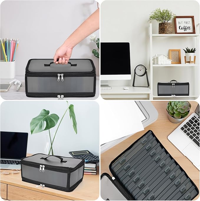 Bluedale Photo Storage Box with 10 Inner 4" x 6" Black Photo Cases, Waterproof Craft Keeper with Handle, Organizer Container Box with 1 Sheet Label Sticker for Picture Seeds Craft Supplies